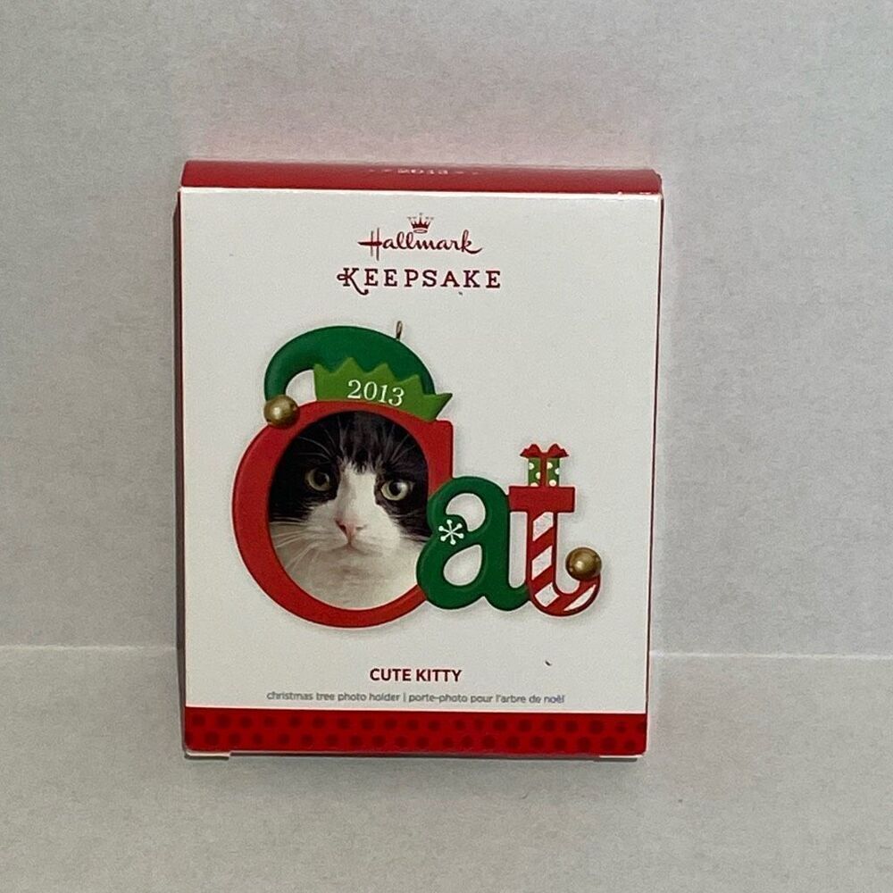 Hallmark Keepsake 2013 Christmas Kitten Ornament Cute Kitty Photo Holder Frame‎